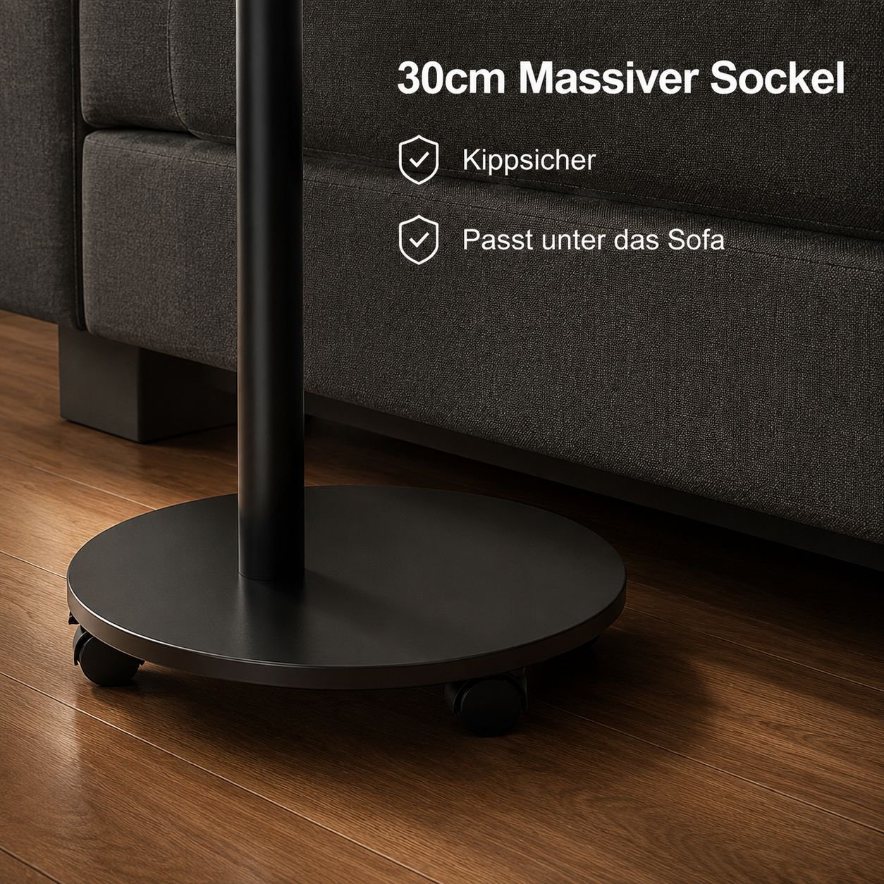 Einfacher kleiner runder Tisch für den Heimgebrauch, als Beistelltisch neben dem Sofa oder als Nacht