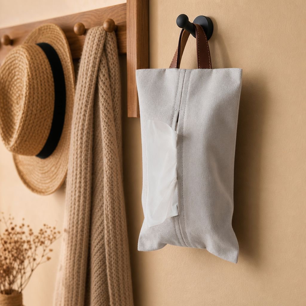 2-Way Wall-Mounted/Flat Tissue Case, Space-Saving, Ideal for New Living