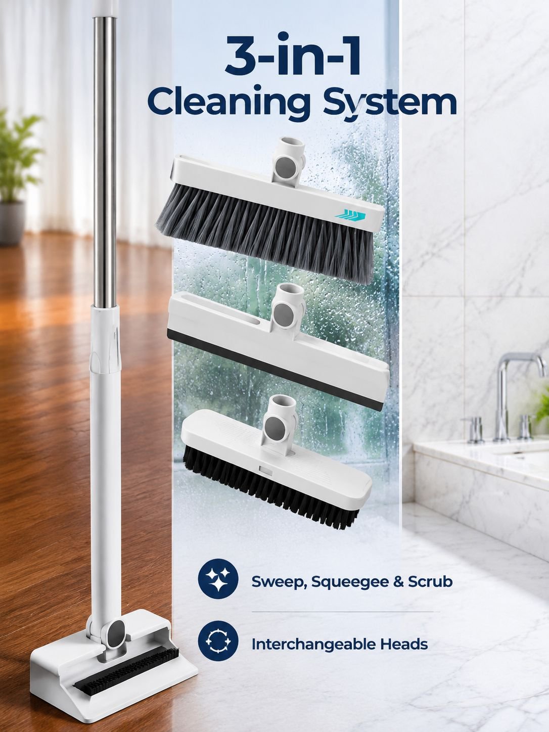 Foldaway Soft-Bristle Broom and Dustpan Set