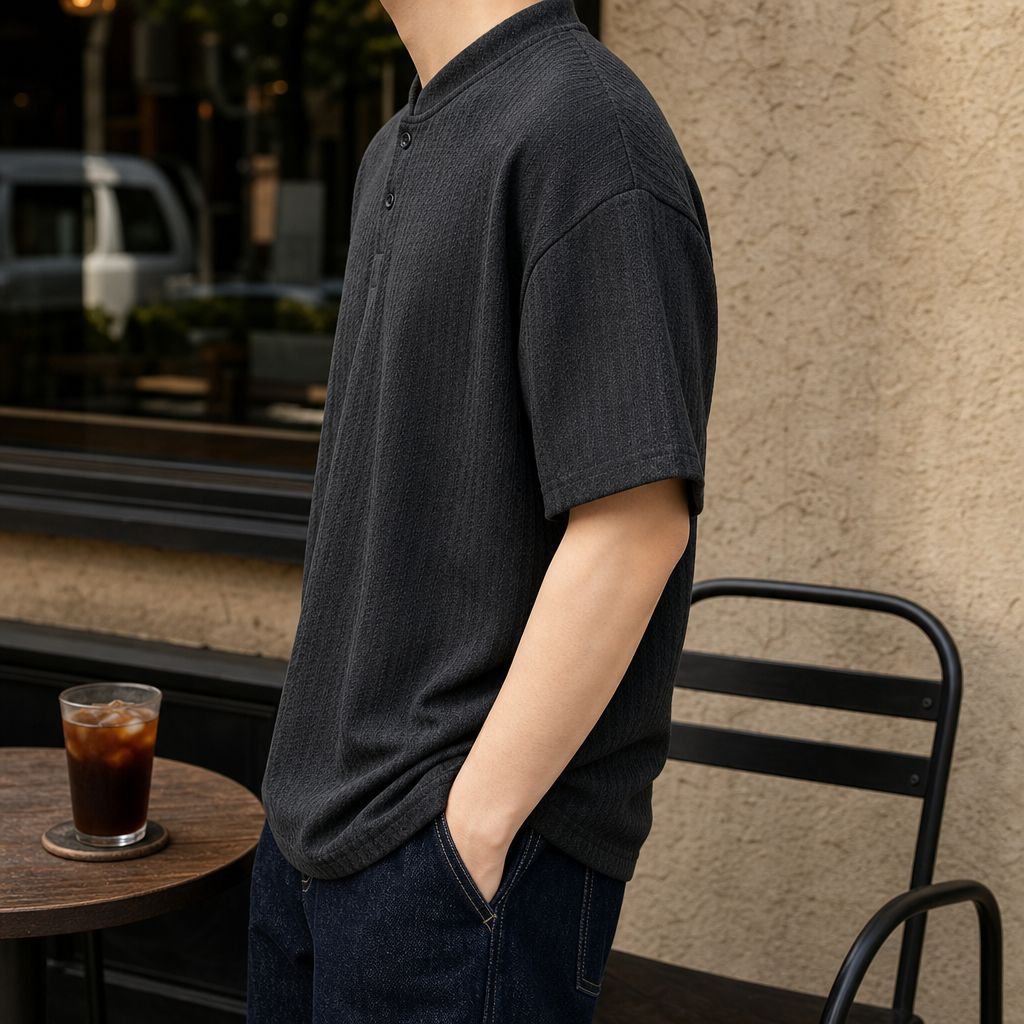 カジュアルコーデにぴったりの魚骨柄Tシャツ