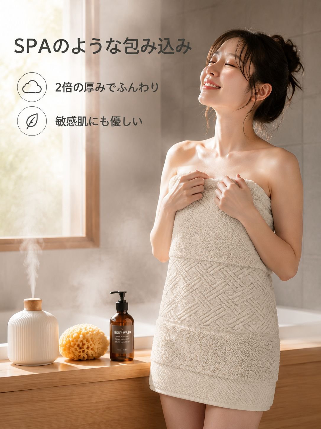 厚手やわらか全綿バスタオル
