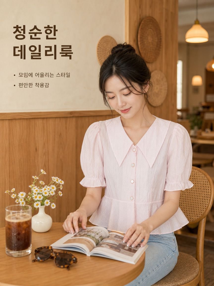 여름용 플러스 사이즈 반팔 셔츠 허리 라인으로 복부를 가리고 슬림해 보이는 청소년 스타일 셔츠