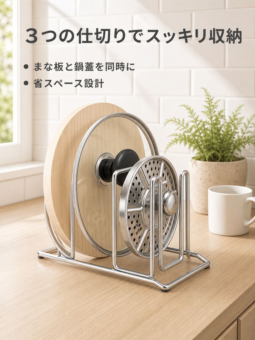 ステンレス製鍋蓋ホルダー