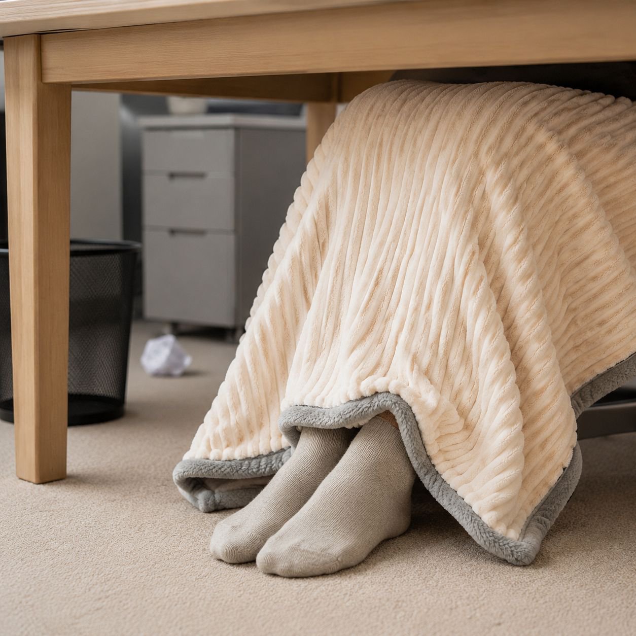 Cozy napping blanket for work in modern office setting