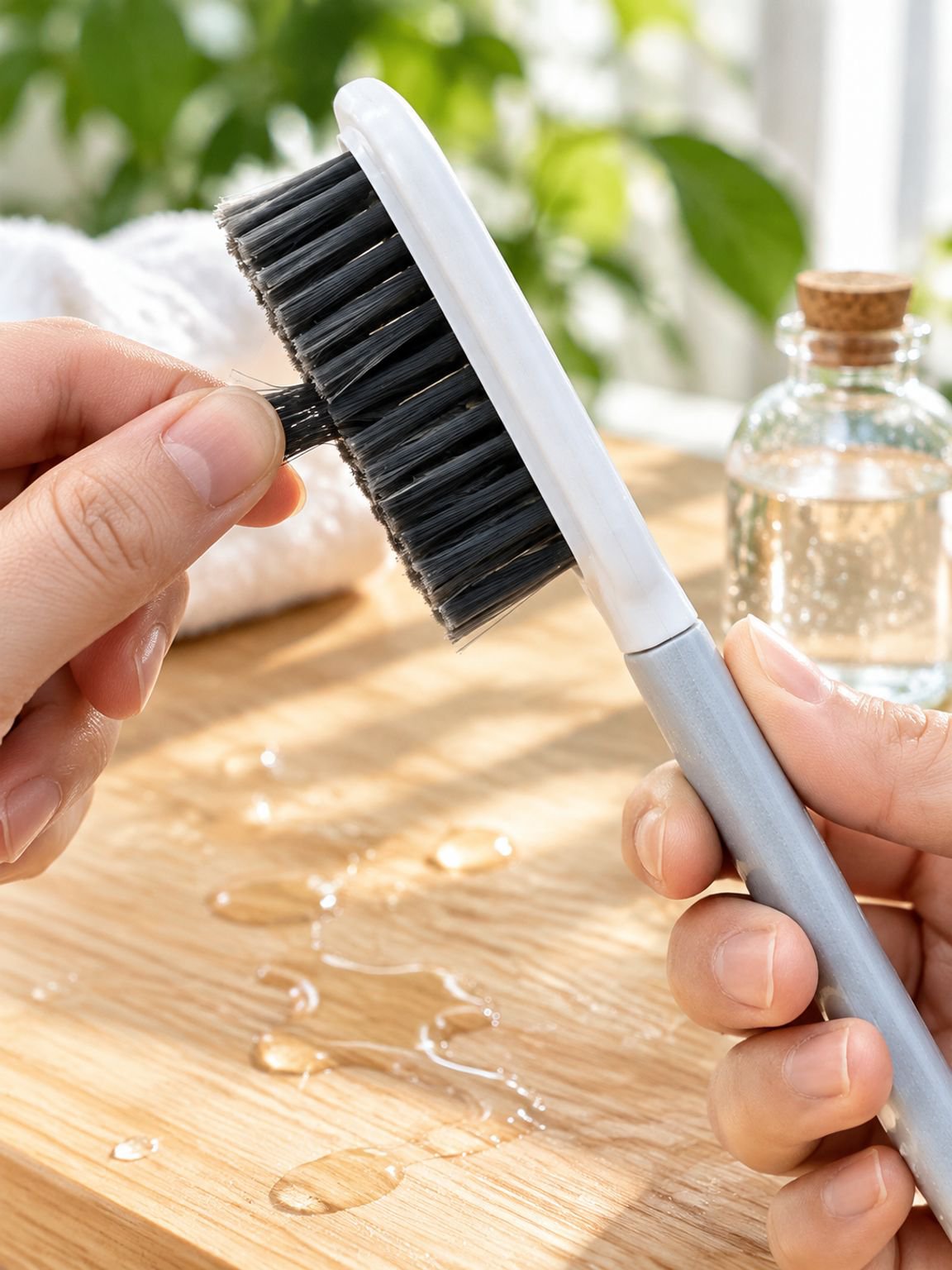 Soft bristle shoe brush for gentle cleaning