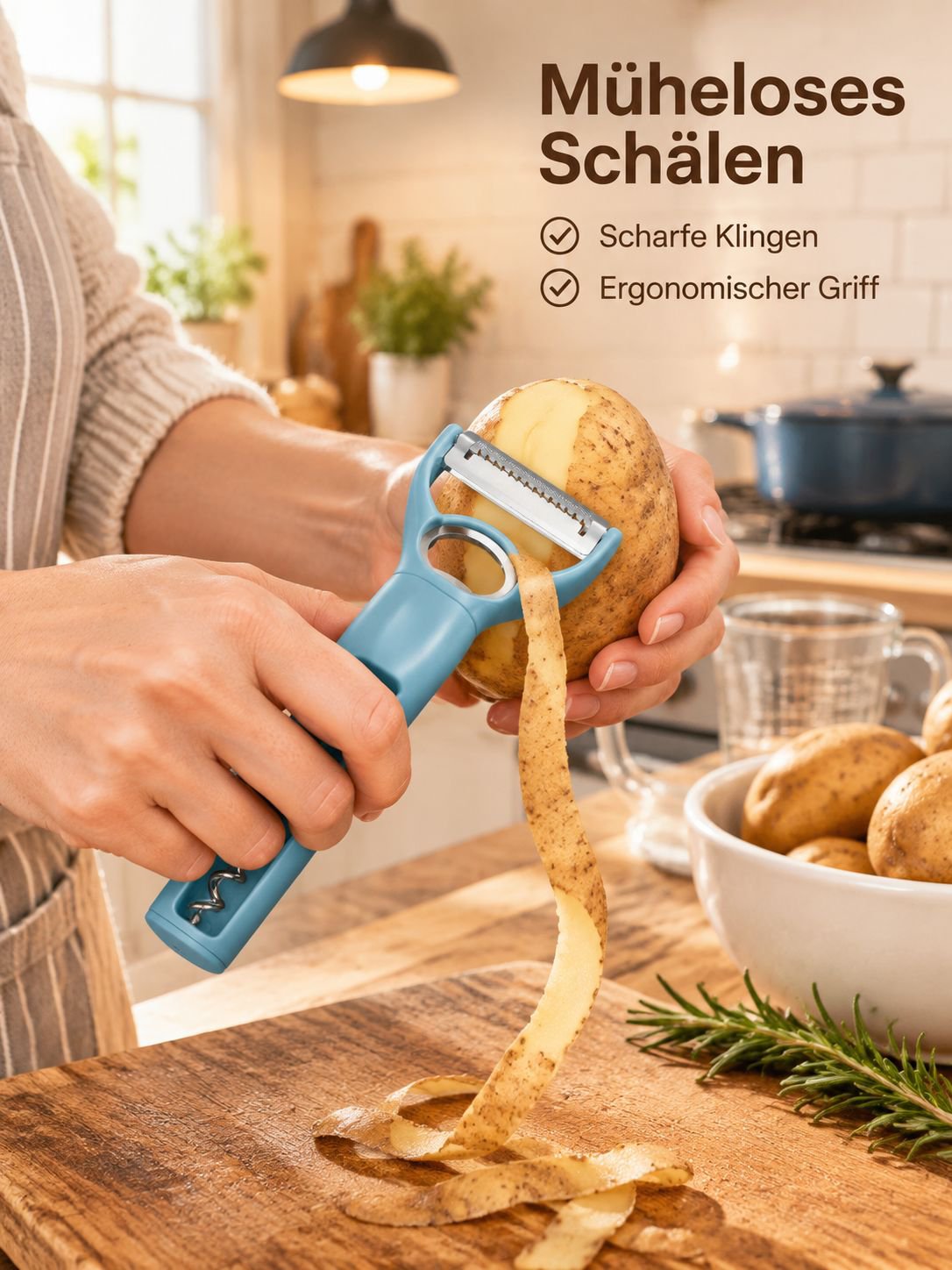 Multifunktionales Schälwerkzeug-Set aus Edelstahl: Kartoffel- und Obstschäler, Reibe