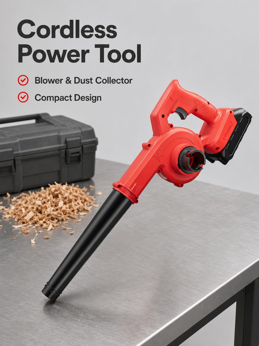 Small home dust collector with lithiumion industrial blower