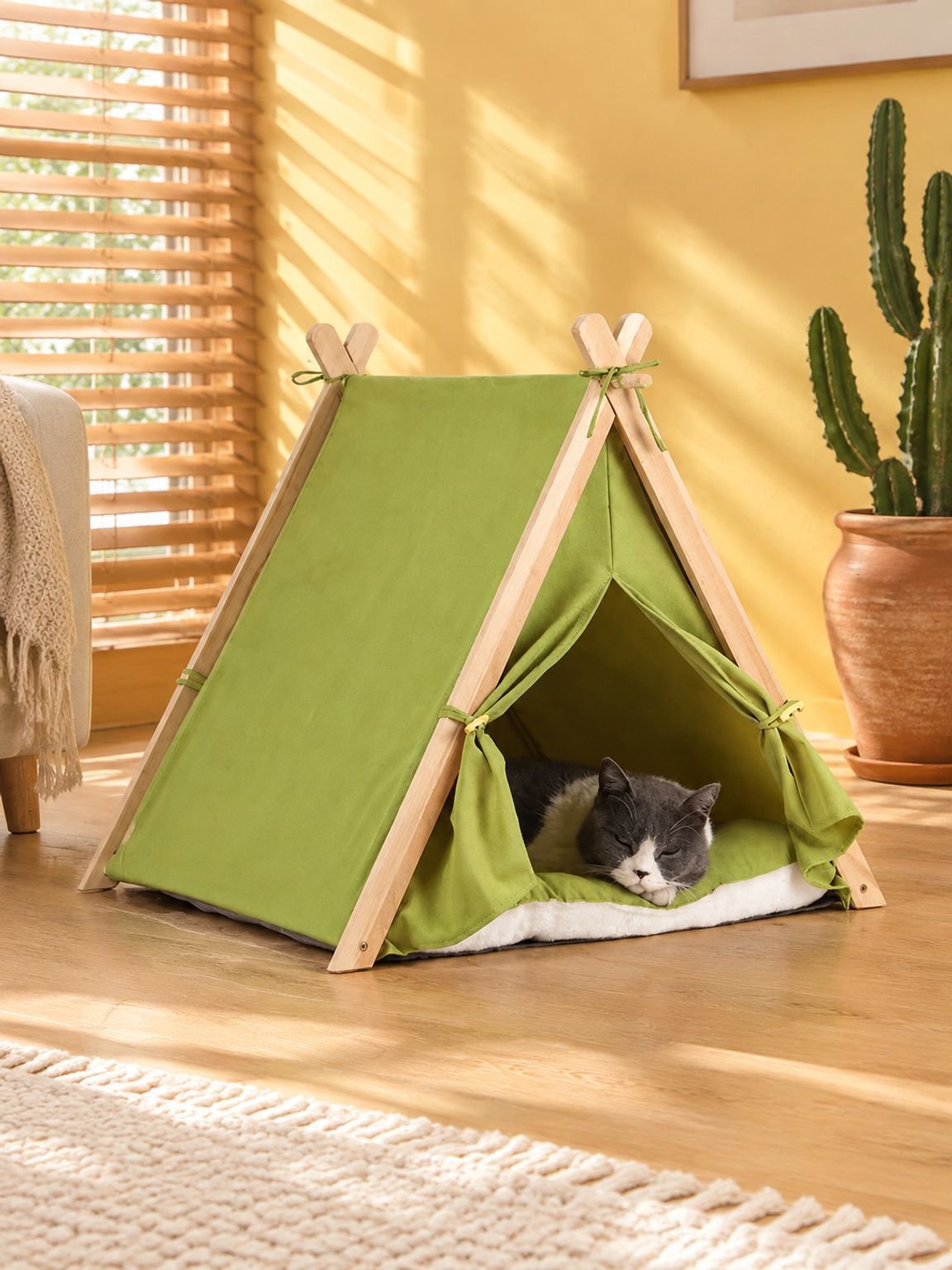 Cama para gato tipo tienda desmontable y lavable