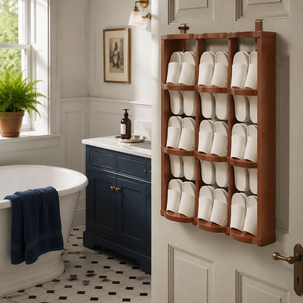 Simple installation over-the-door slipper organizer