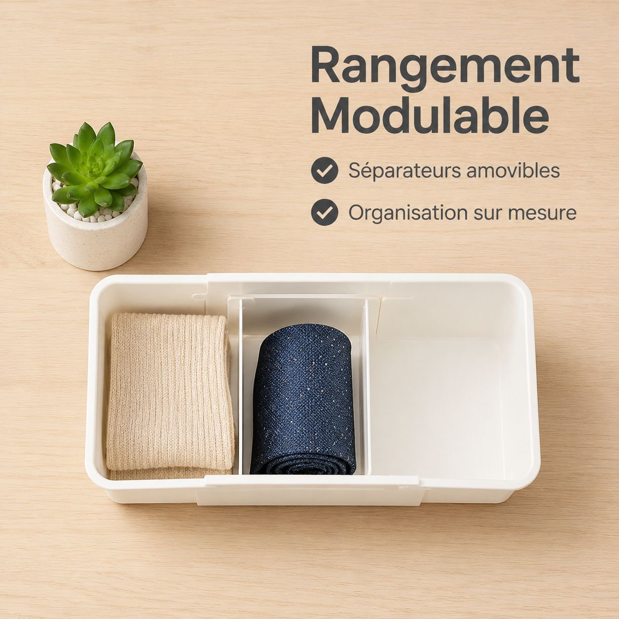 Boîte de rangement extensible pour tiroir