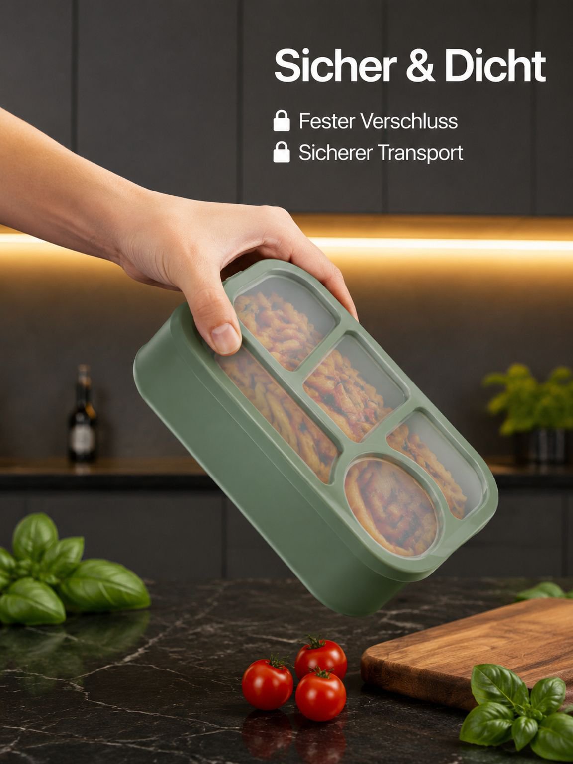 Große Silikon-Lunchbox, mikrowellengeeigneter Frischhaltebehälter