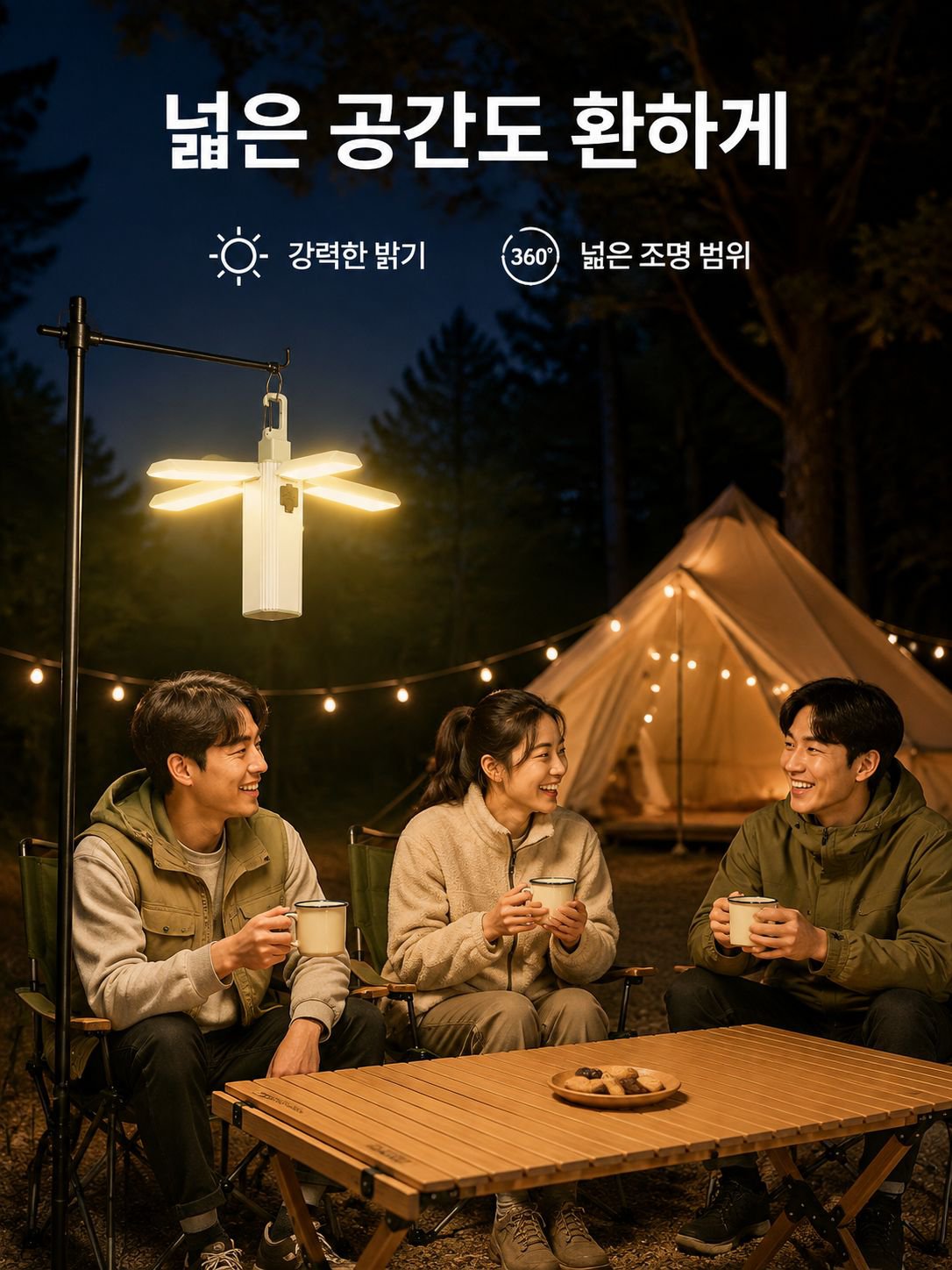 휴대용 접이식 캠프 램프