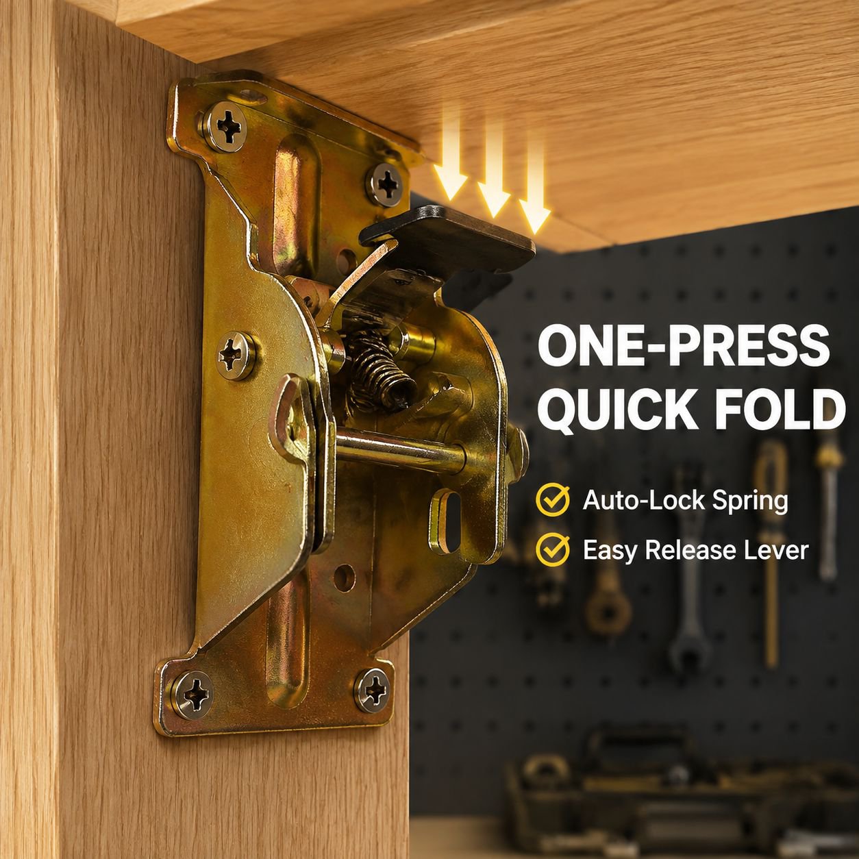 90 Degree Folding Hinges With Locks, Woodworking Furniture Links, 2pcs
