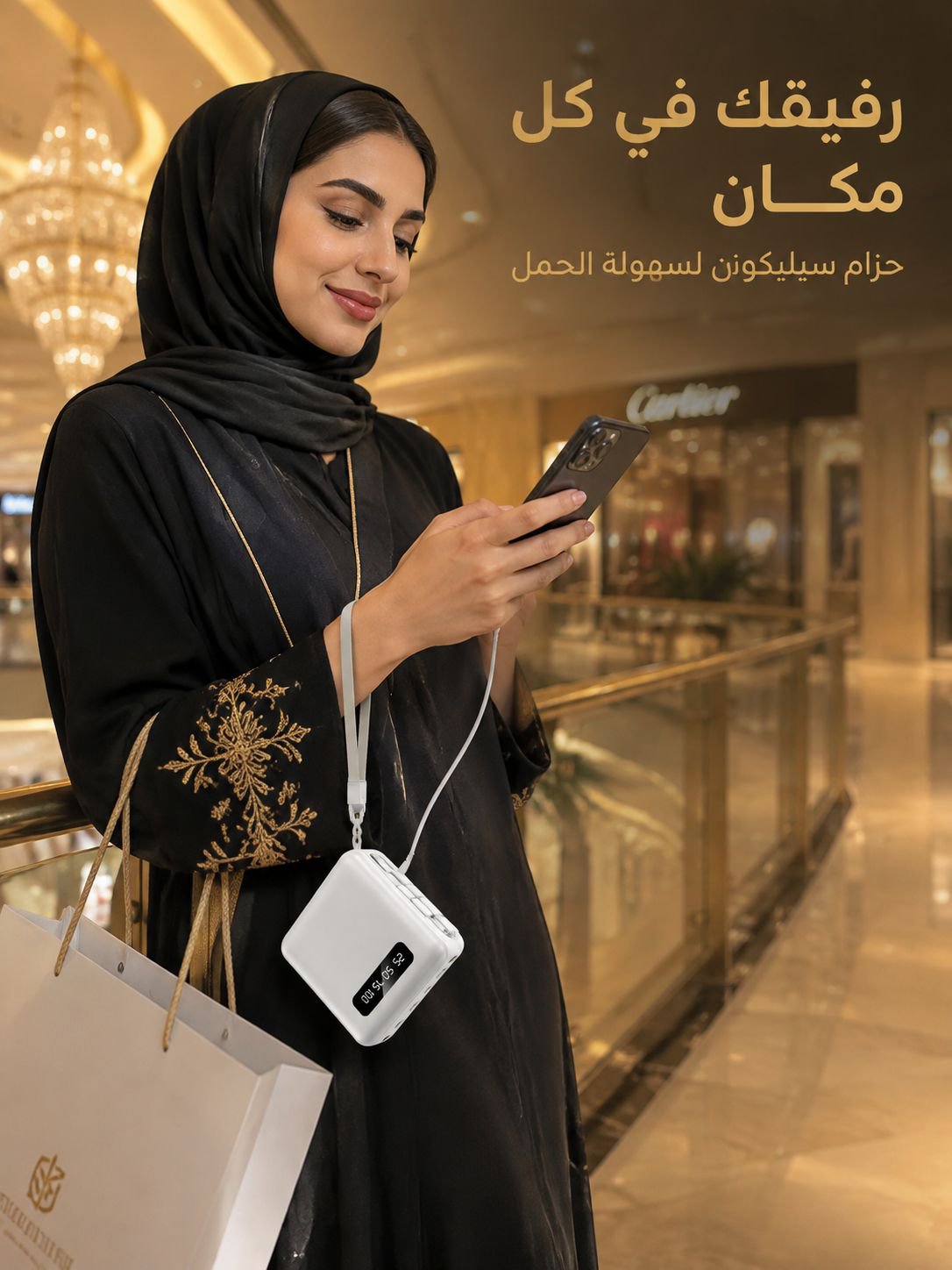 شحن آمن وسريع مع بنك الطاقة المزود بالكابلات