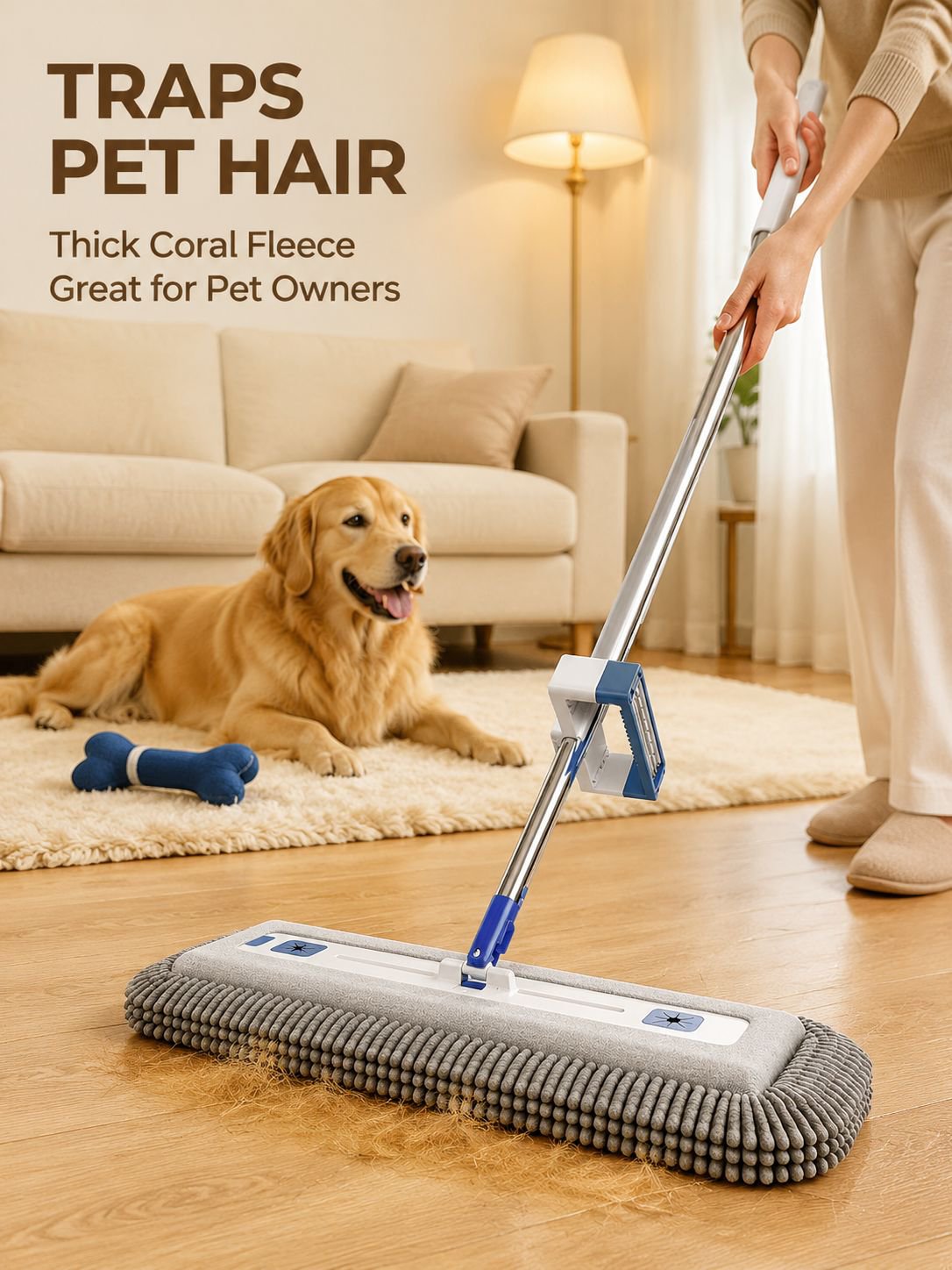 Hands-free flat mop