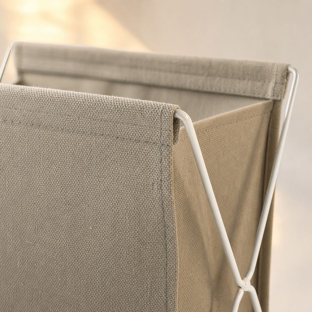 Foldable metal frame laundry basket for space saving storage