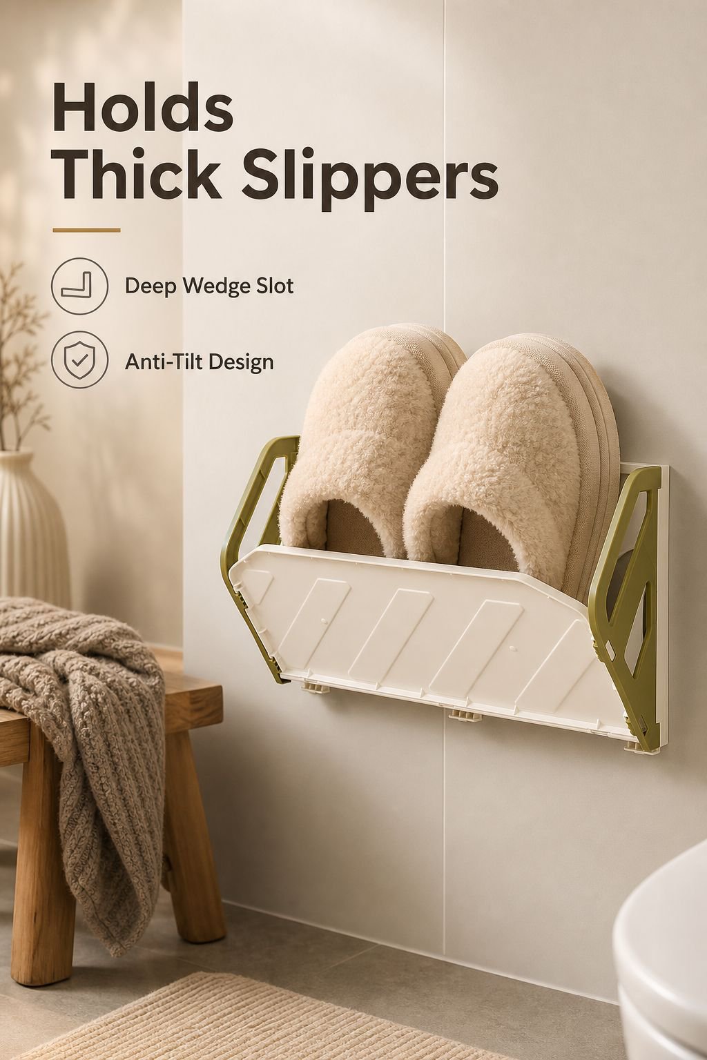 No-Drill Over-the-Door Bathroom Slipper Rack