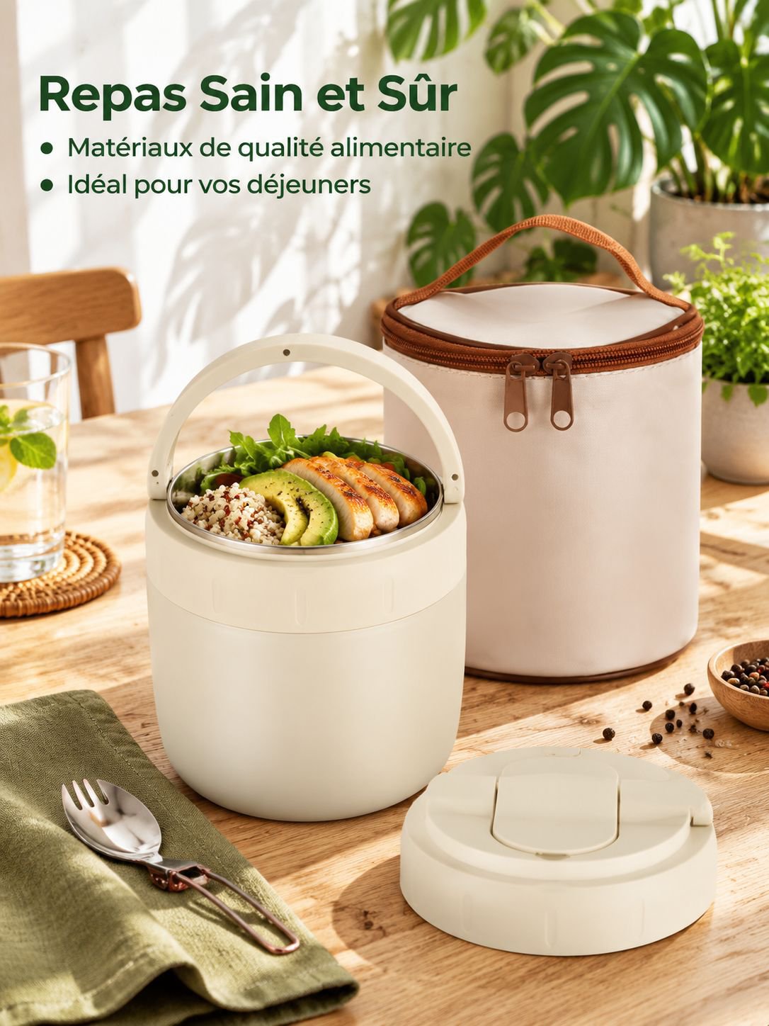 Boîte déjeuner bento isotherme pour étudiant