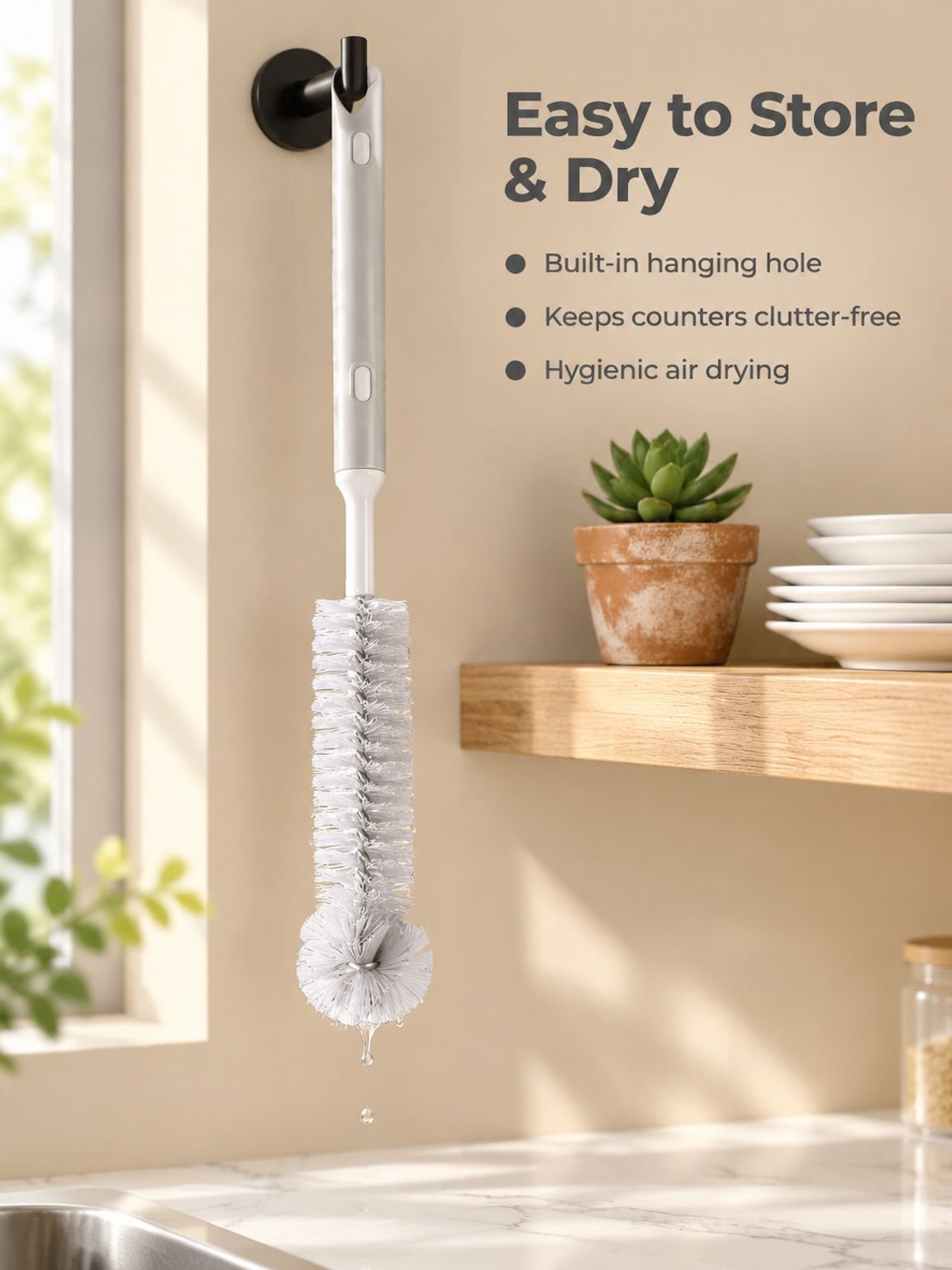 Telescopic portable cup cleaning brush