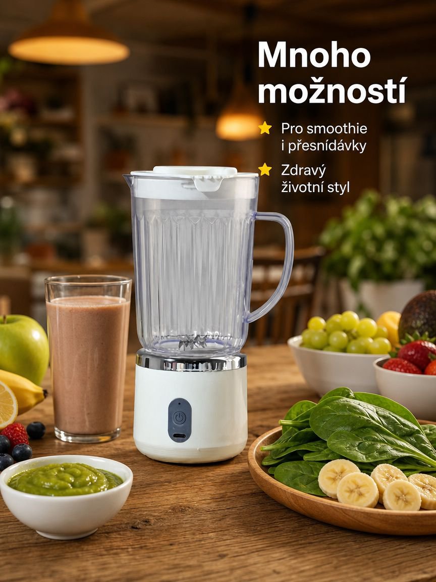 Elektrický domácí odšťavňovač, malý multifunkční přenosný mixér na smoothie
