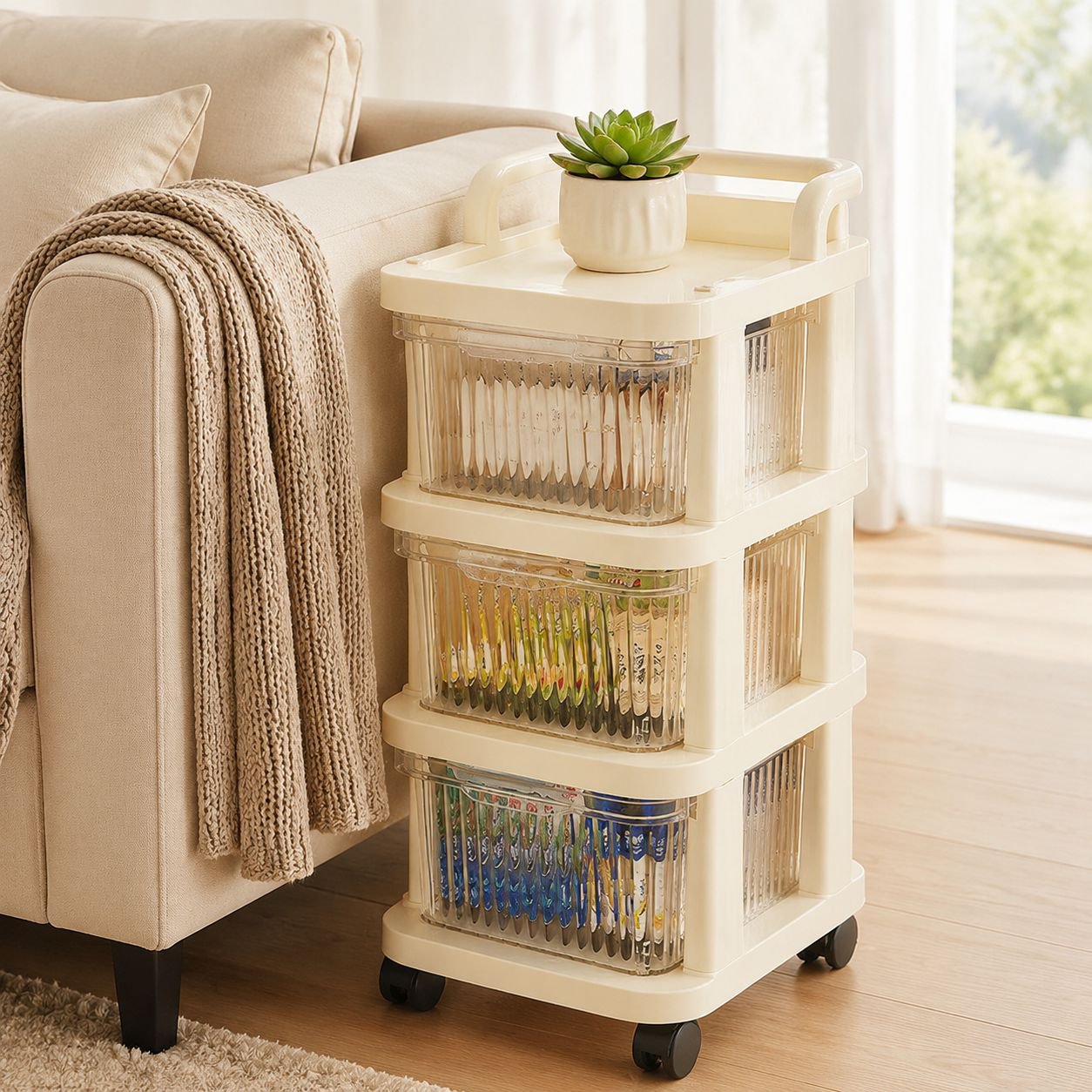 Transparent Drawer Storage Cabinet for Home - Front View