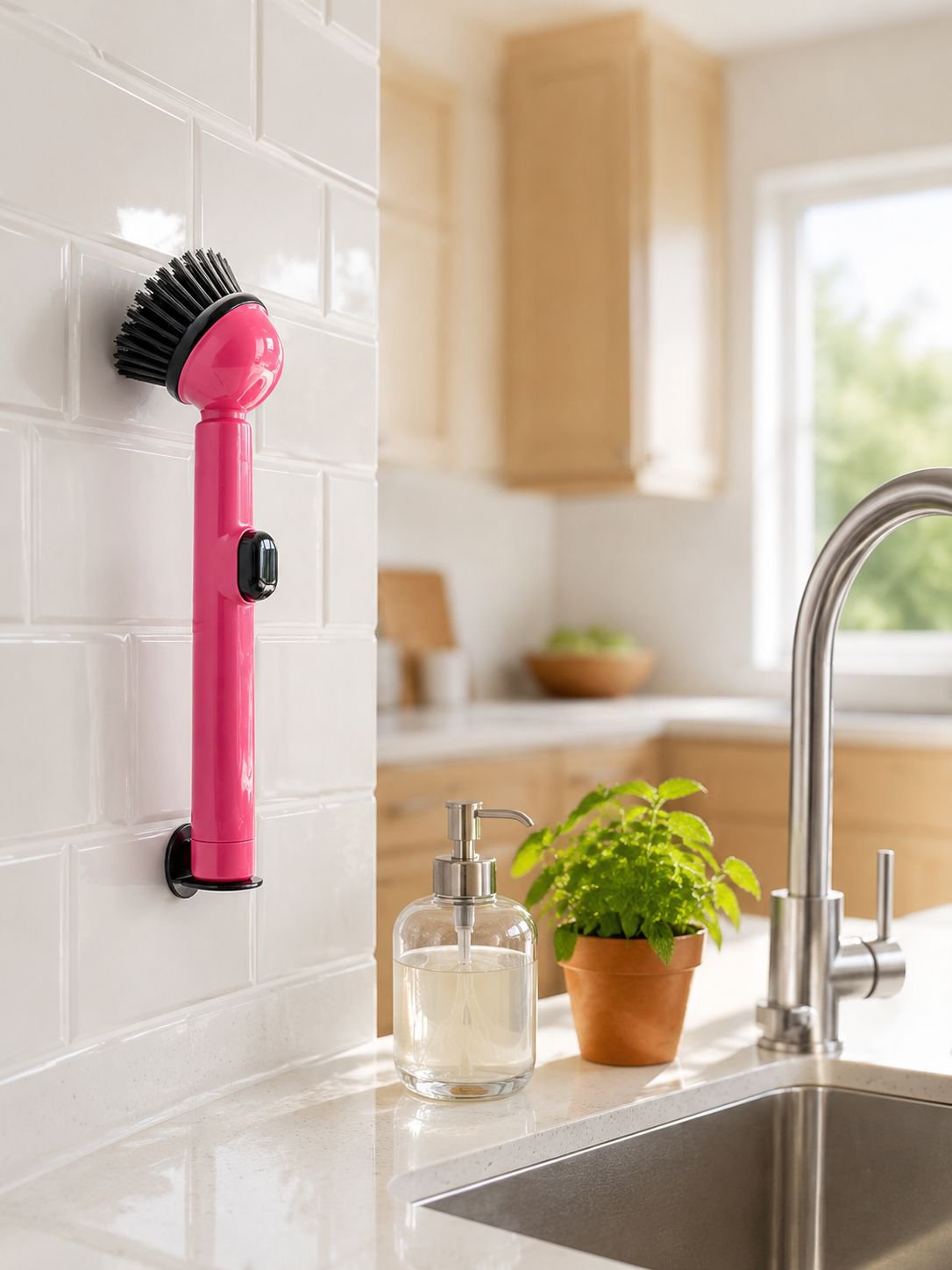Cleaning brush used for kitchen sinks