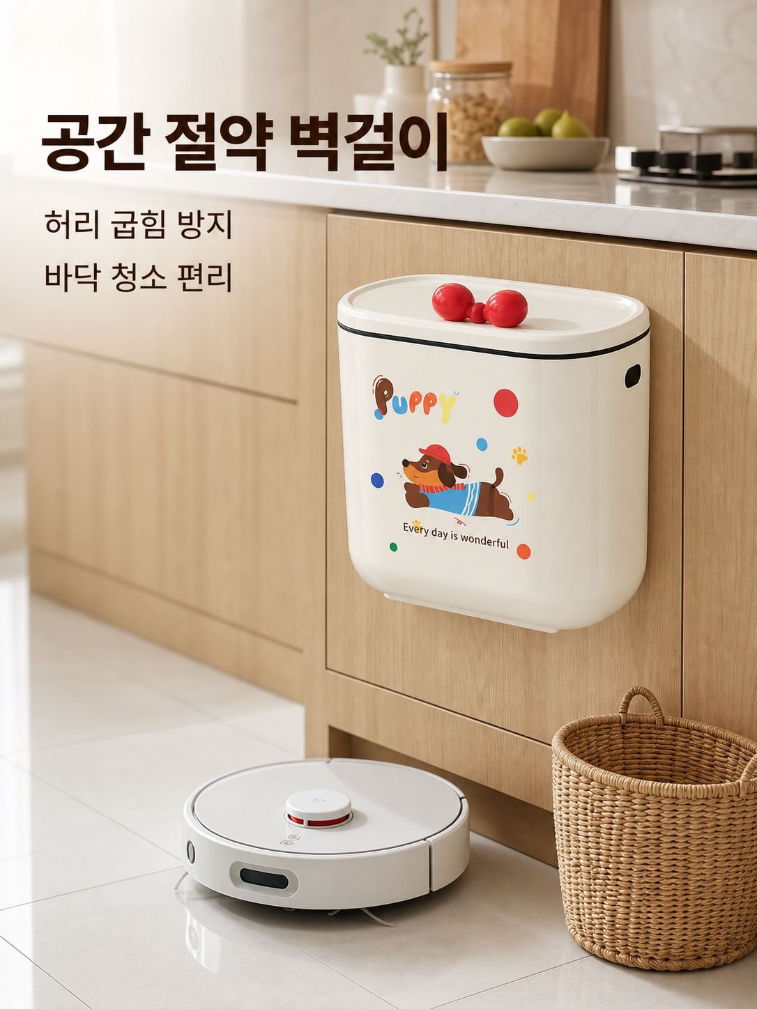 대용량 벽걸이 휴지통 테이블 수납 주방 수납통 뚜껑 달린 휴지통 주방 쓰레기통