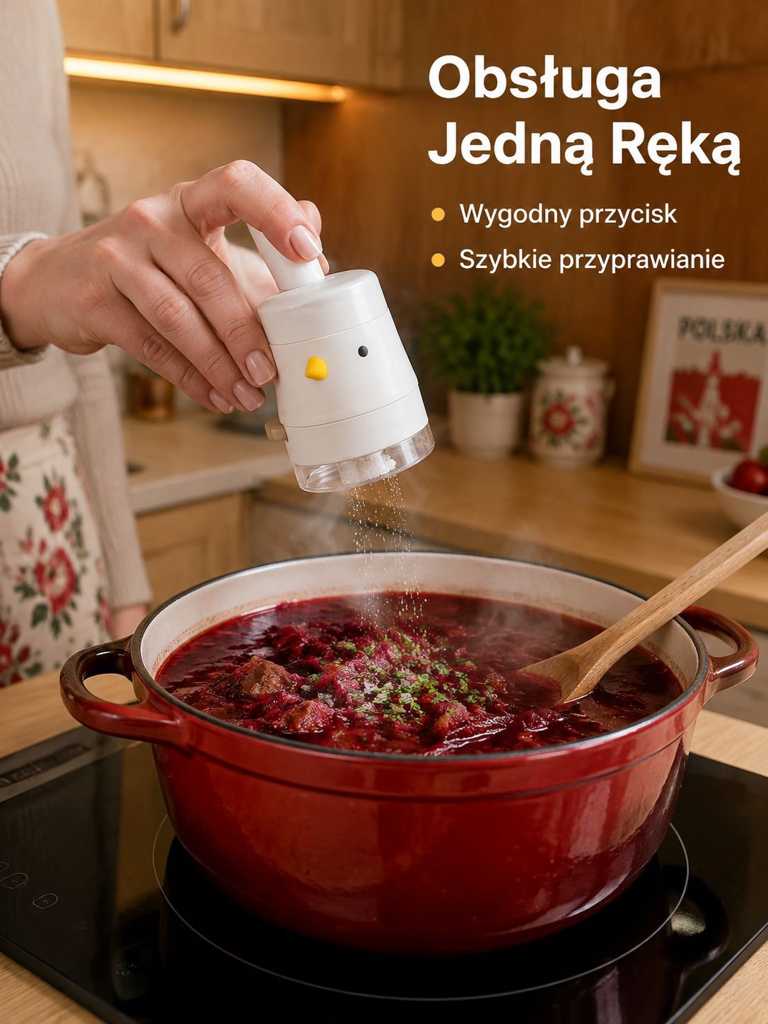 Dozownik soli i przypraw z precyzyjnym naciskiem