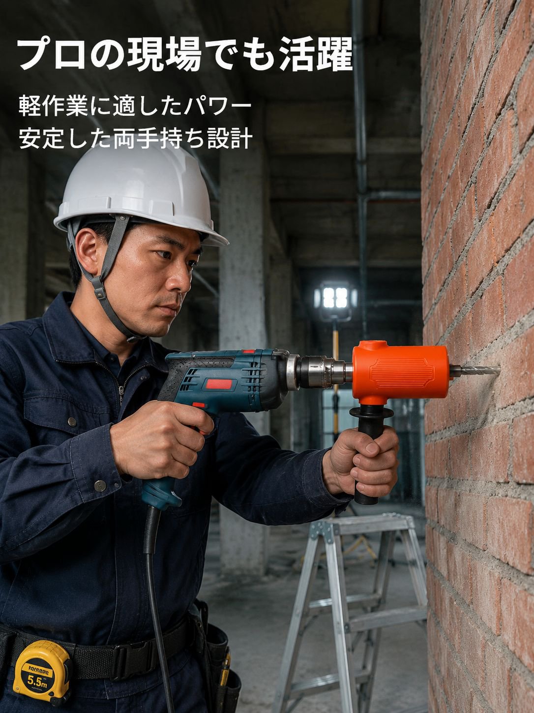手持ドリル用小型軽量電動ハンマー変換ヘッド