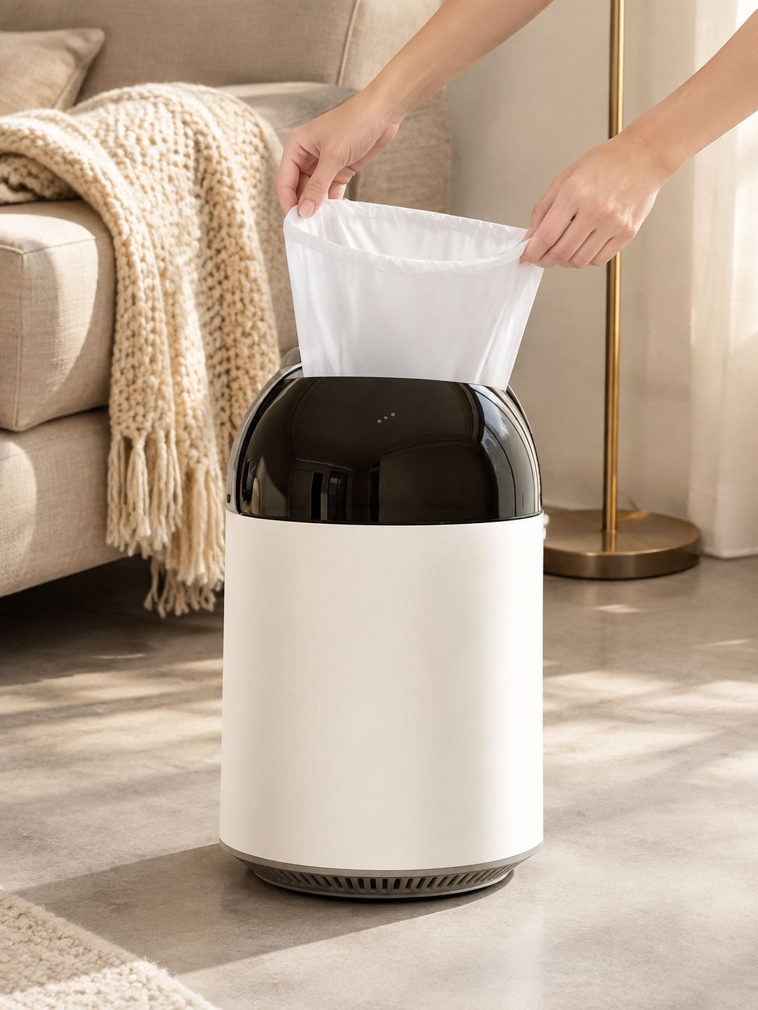 Instalación rápida de bolsa en cubo automático