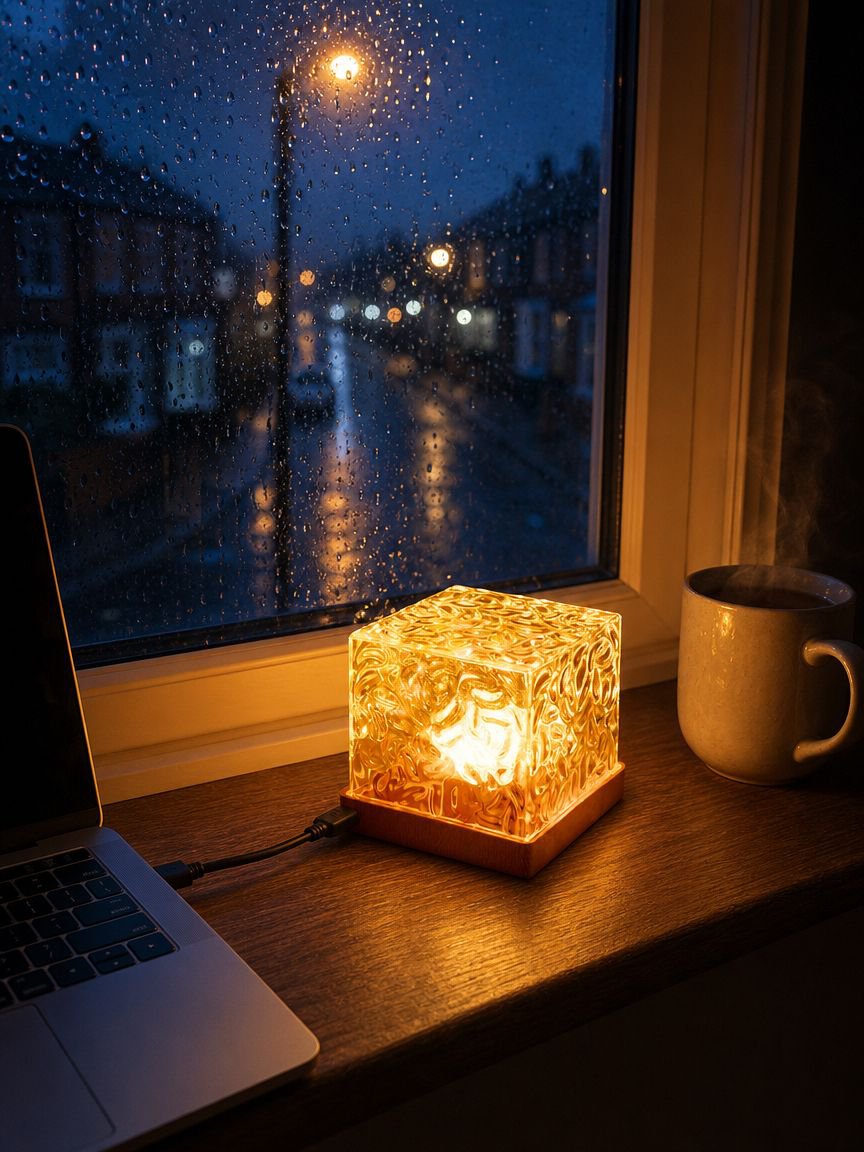 JMY-16 color square ambient lamp on office desk