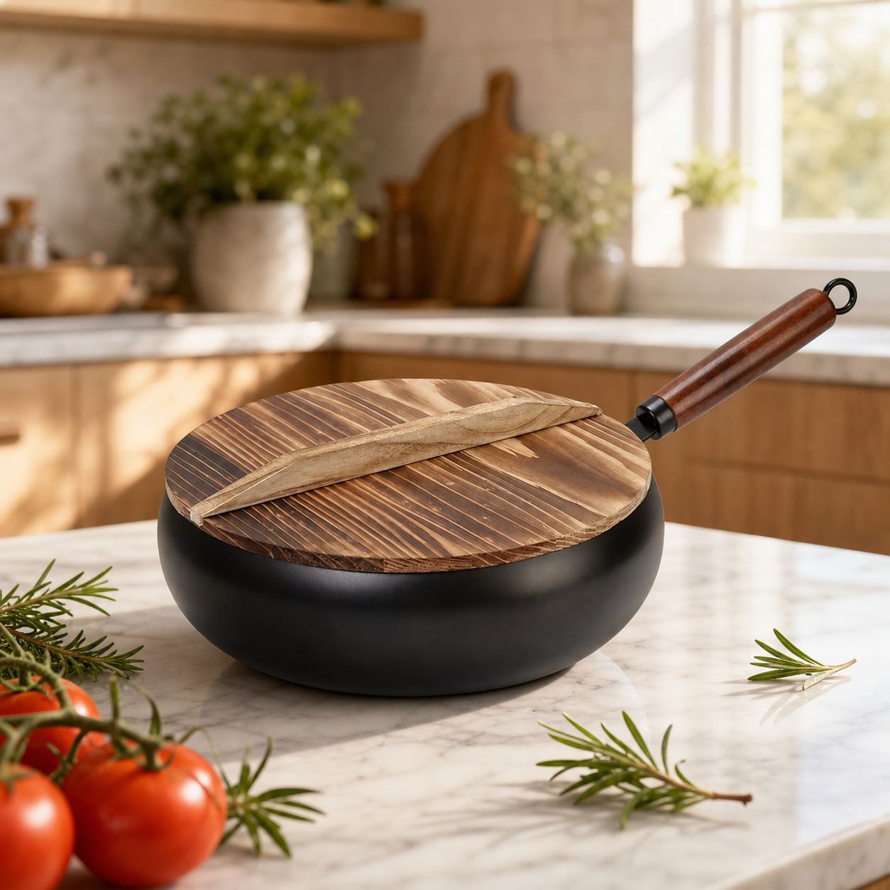 Gas Stove Compatible Deep Nonstick Frying Pan, Easy to Clean
