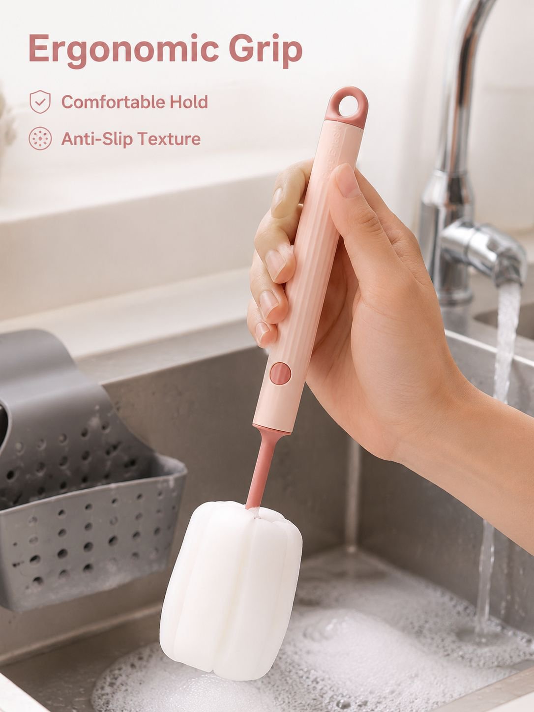 New style cup brush with long handle, a must-have for home use, a sponge brush with a replacement he