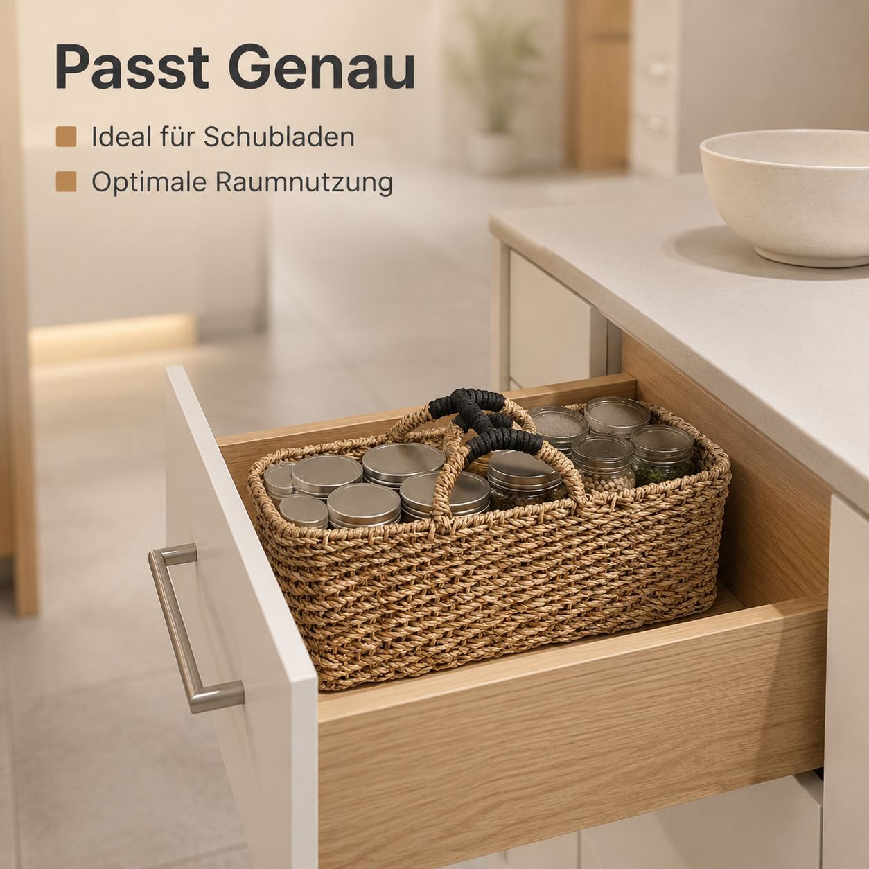 Landhausstil Seegras Geflochtener Geteilter Aufbewahrungskorb