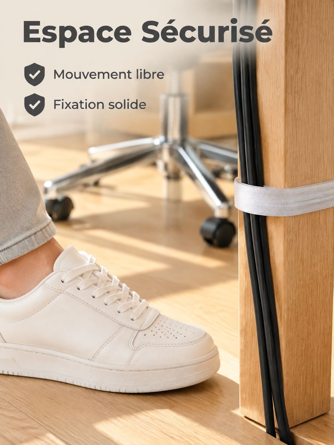 Serre câbles en Velcro facile à ouvrir et refermer plusieurs fois