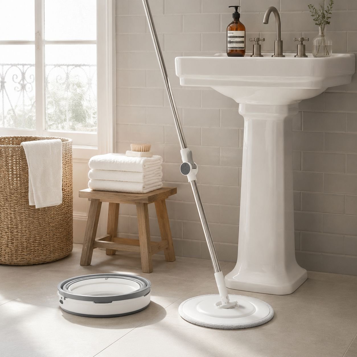 Nouvelle serpillière rotative pliable
