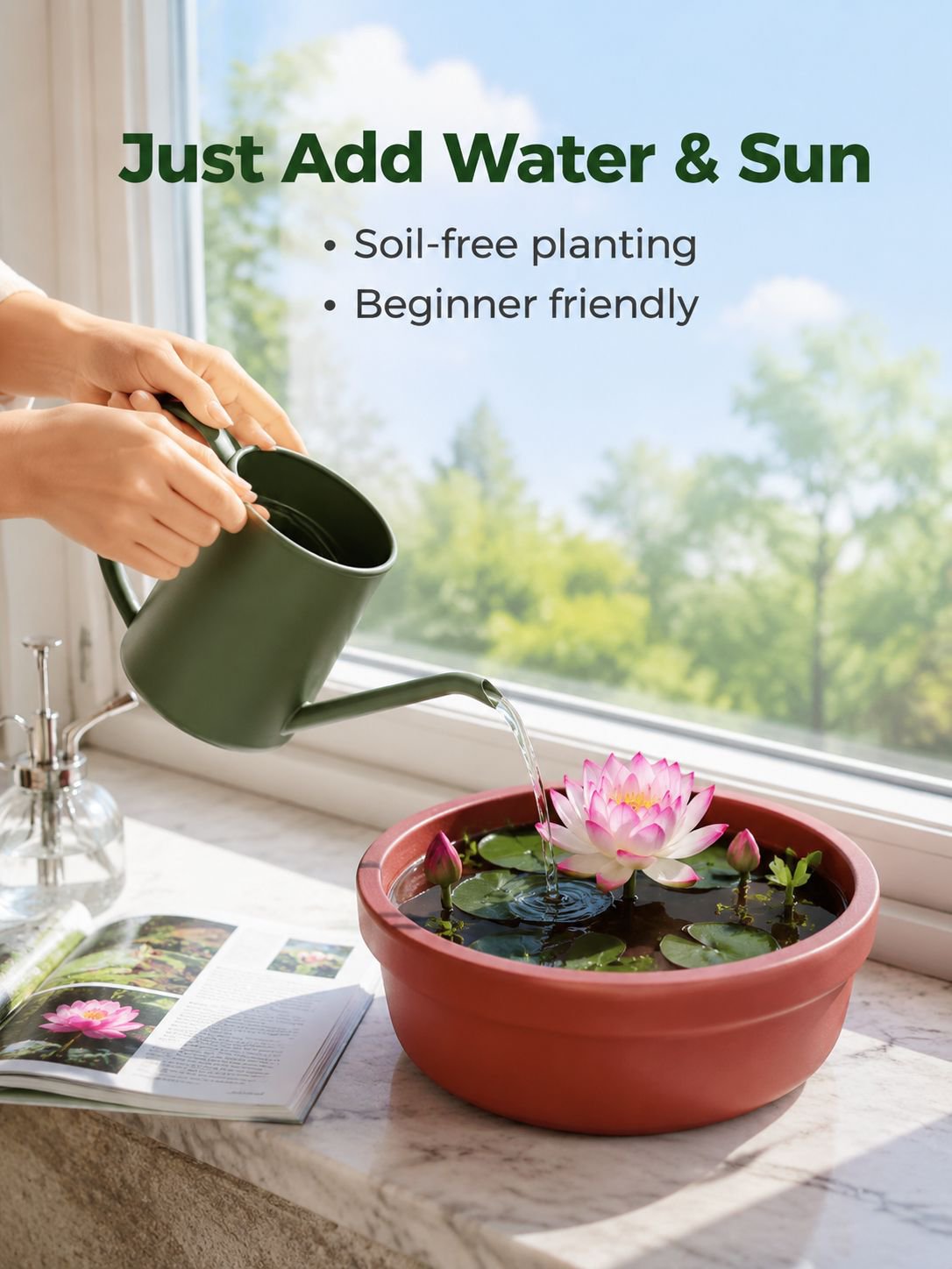 Water lily in a pot