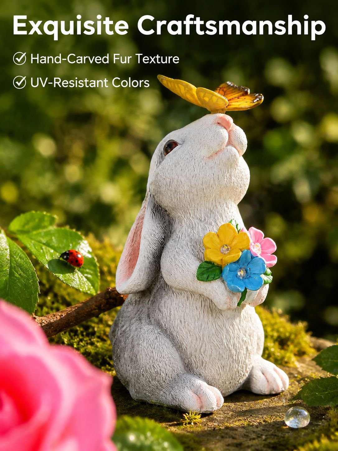 Outdoor Garden Solar Resin Glowing Rabbit Ornament