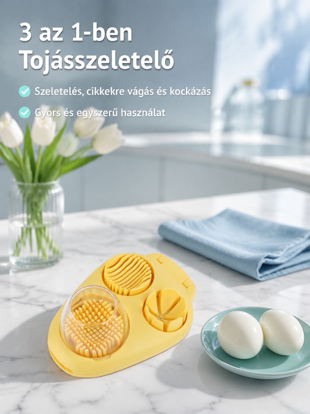 3 az 1-ben tojásszeletelő otthoni tojásvágó eszköz