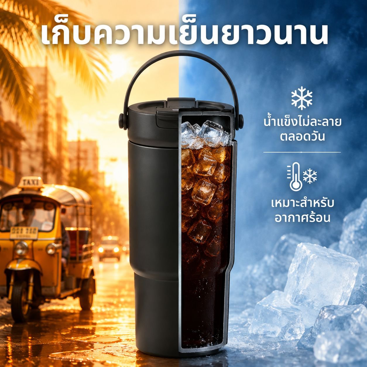 กระบอกน้ำเก็บความร้อนเซรามิกดีไซน์ทันสมัย ความจุเยอะ