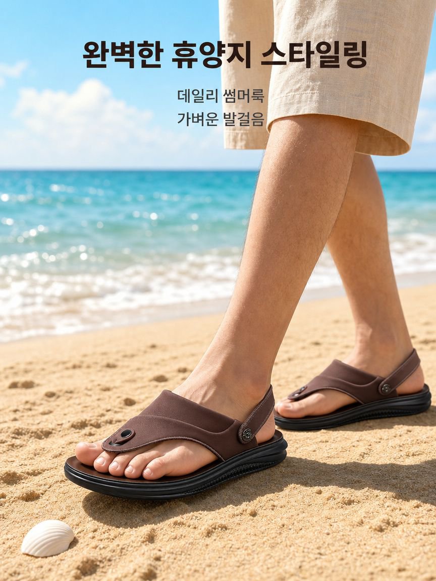 남성 캐주얼 비치화 미끄럼 방지 조리 샌들