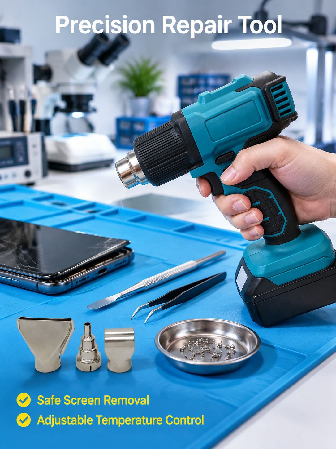 Cordless Handheld Lithium Battery Heat Gun for Phone Repair and Plastic Welding