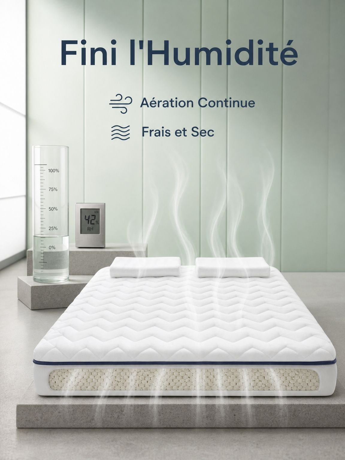 Gros plan sur la texture du matelas tatami en fibre de soja