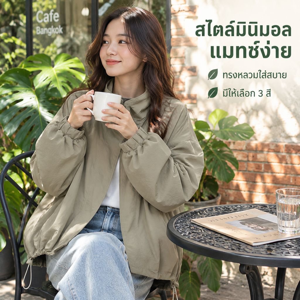 เสื้อแจ็คเก็ตผู้หญิง กันลมกันน้ำ ทรงหลวม สำหรับฤดูใบไม้ผลิและฤดูใบไม้ร่วง