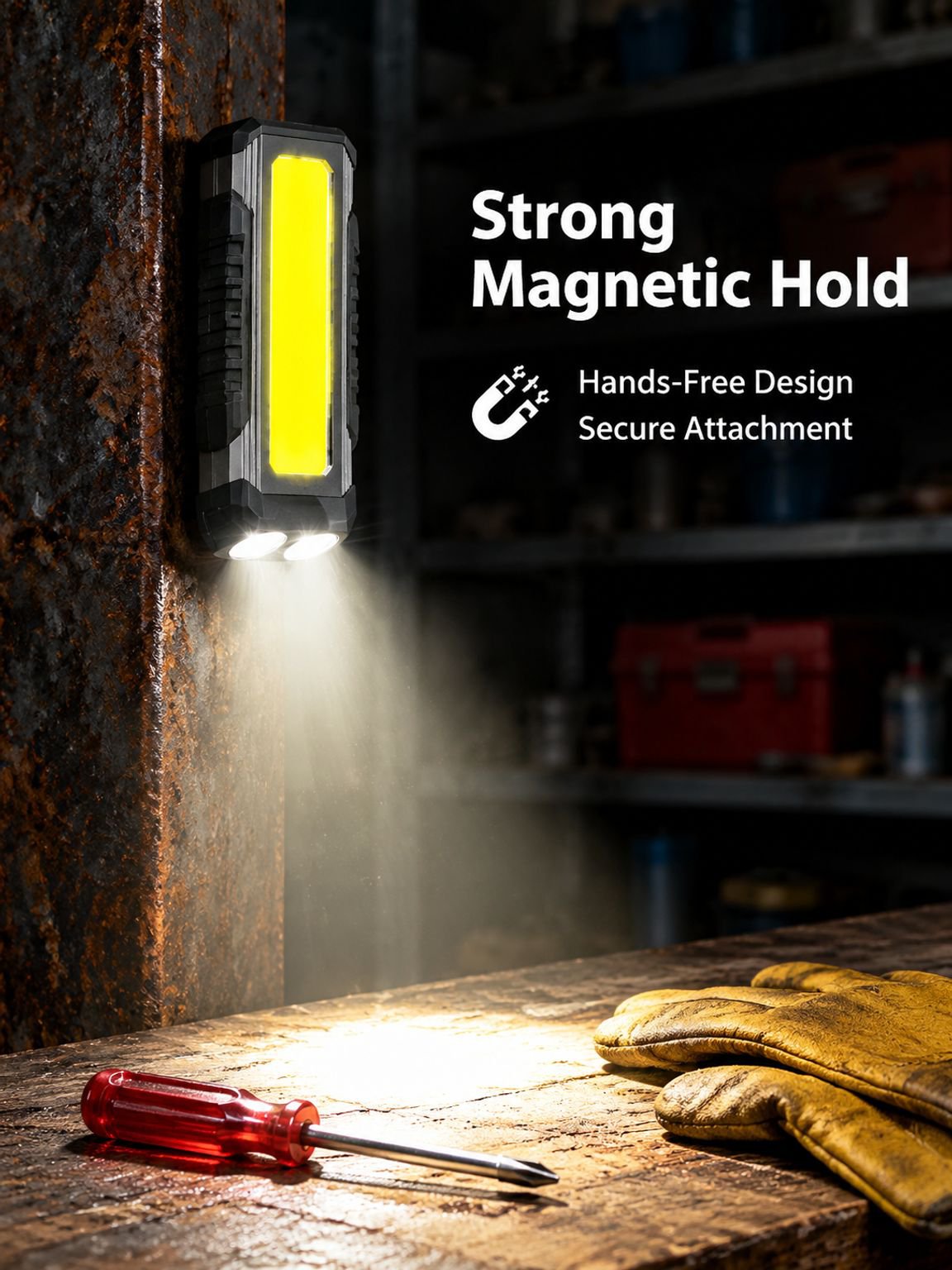 Magnetic handheld high-powered flashlight