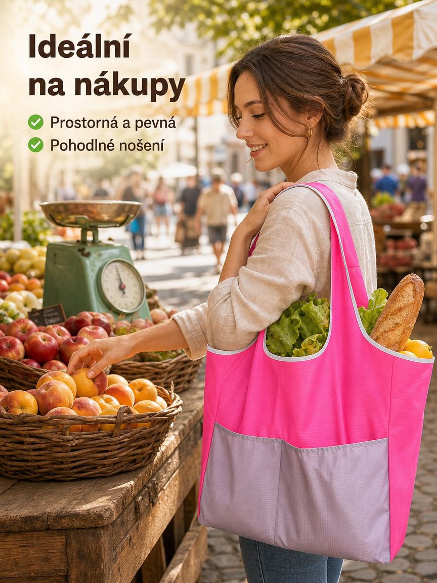 Ekologická přenosná skládací nákupní taška, velká nákupní taška z Oxfordu