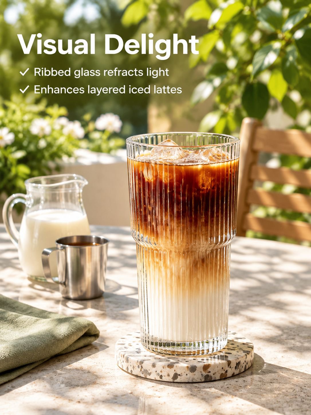 Transparent minimalist glass cup for hot coffee and tea