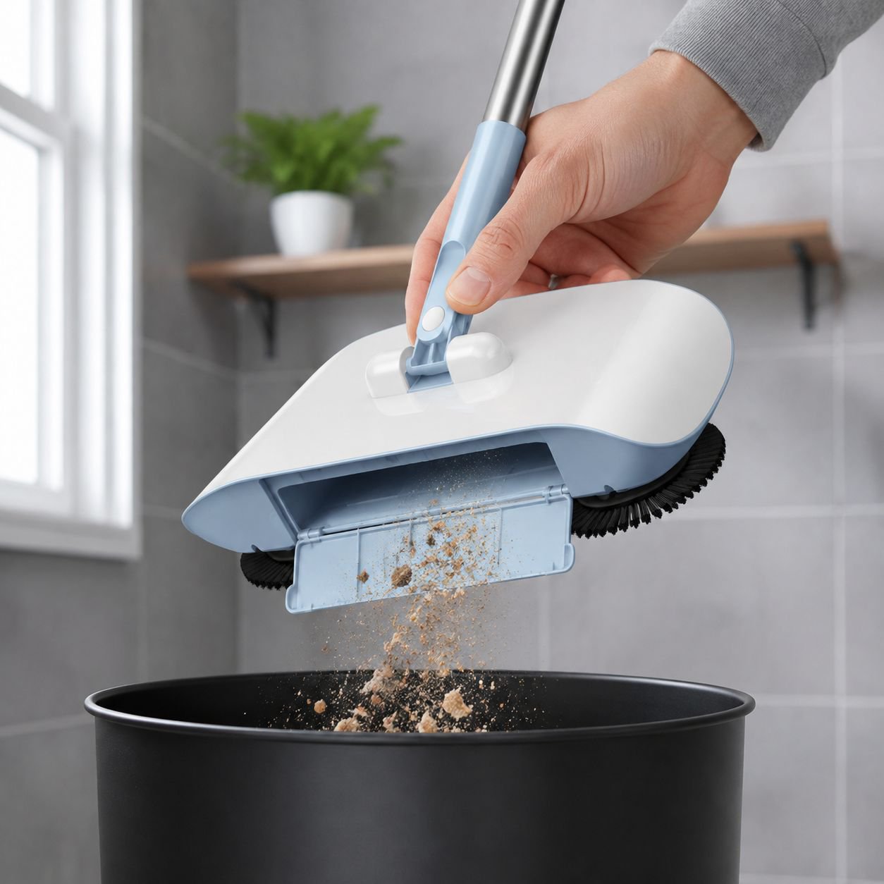Complete cleaning set with ergonomic broom and dustpan