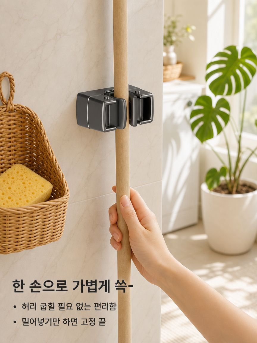 다기능 무타공 걸레걸이