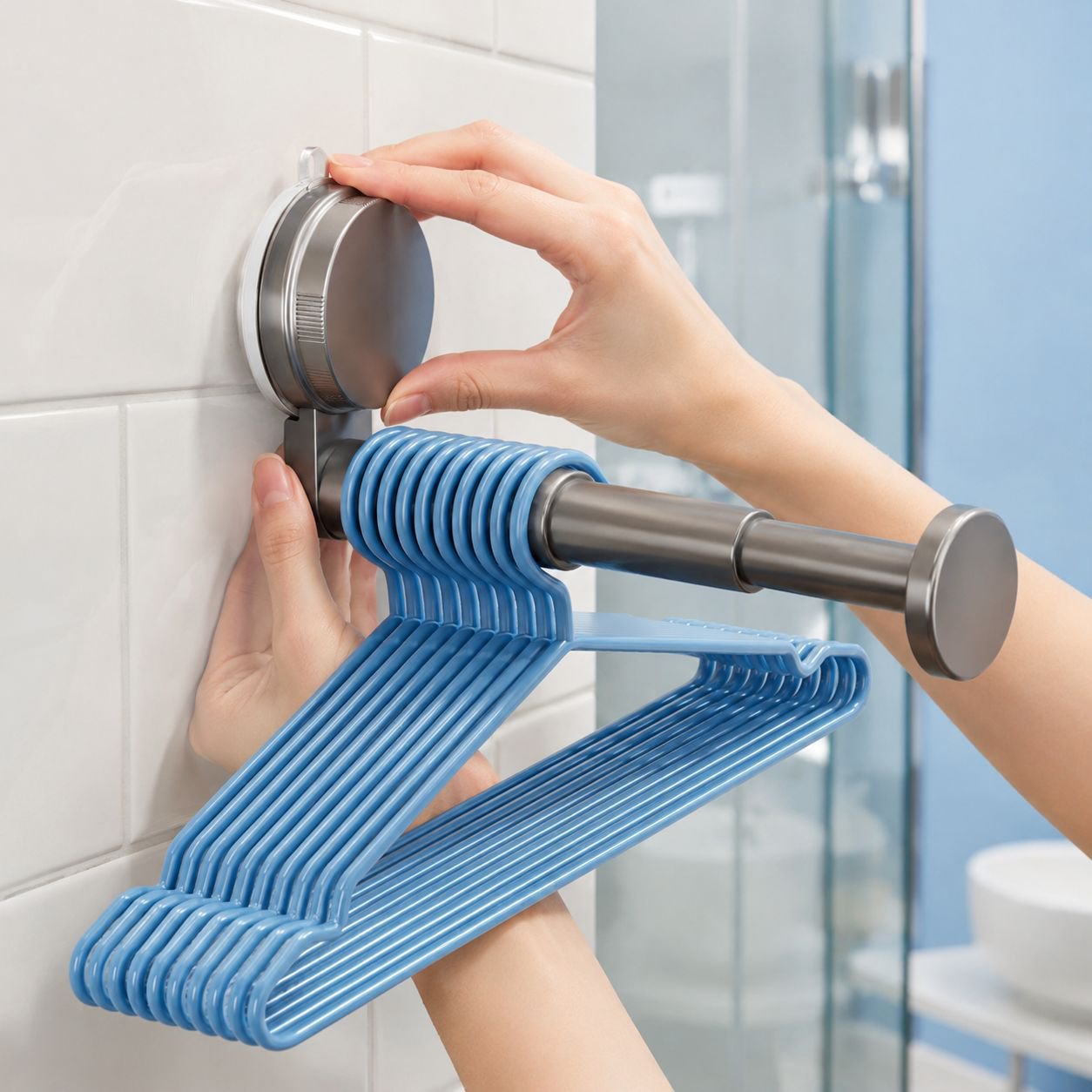 Balcony Retractable Drying Rack, No-Drill Suction Cup Installation